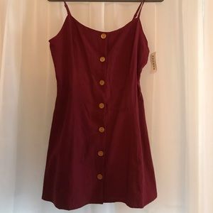 Burgundy button front dress